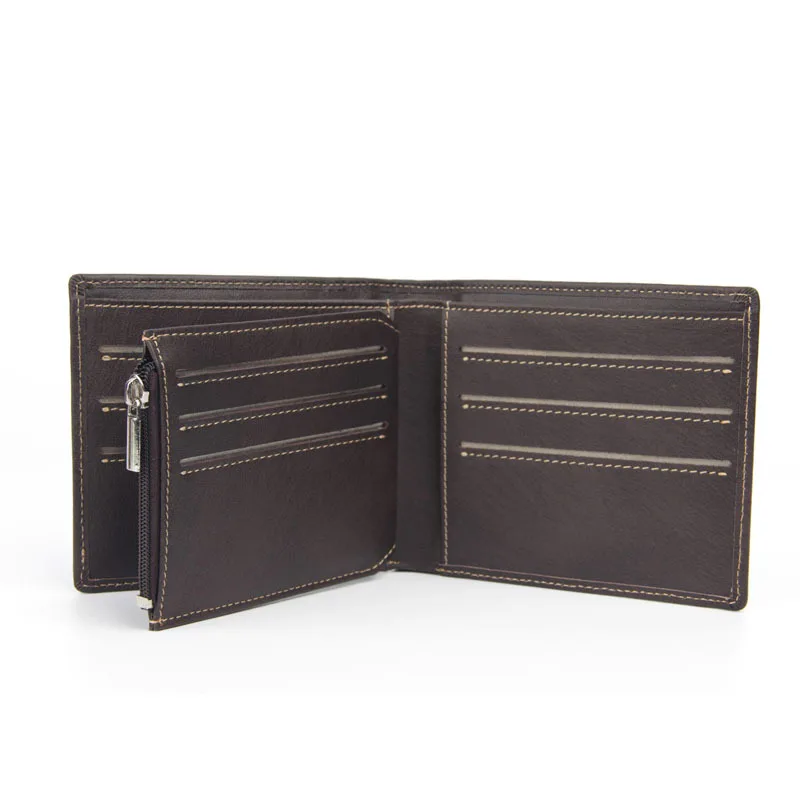 Casual Classic Men's Wallet Leather Short Three Fold Wallet Wallet Multi Function Zipper Multi Card Zero Wallet Wallet Men