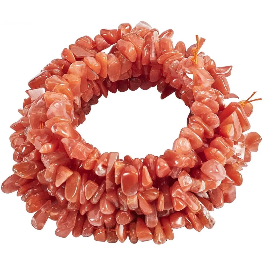 

2 Strands Natural South Red Agate Beads Chip Shaped Drilled Stone Beads for DIY Jewelry Making