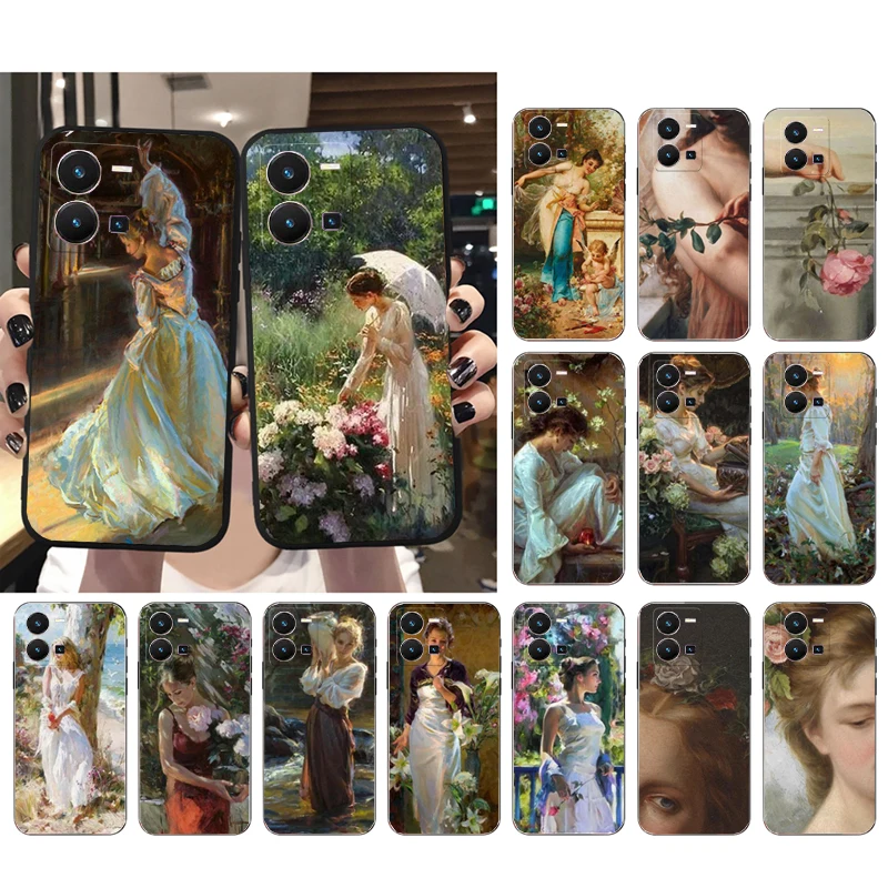 

Phone Case For VIVO Y53S Y33S Y11S Y31 Y21 Y70 Y20 Y21S Y72 Y55 Y76 Y51 Y01 V23E V21 V23 V21E Art Painting Sexy Beauty Woman