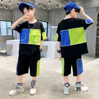 boutique outfits teen boys clothes suit summer korean casual clothing short sleeve t shirt pants children tracksuit 10 12 14 y