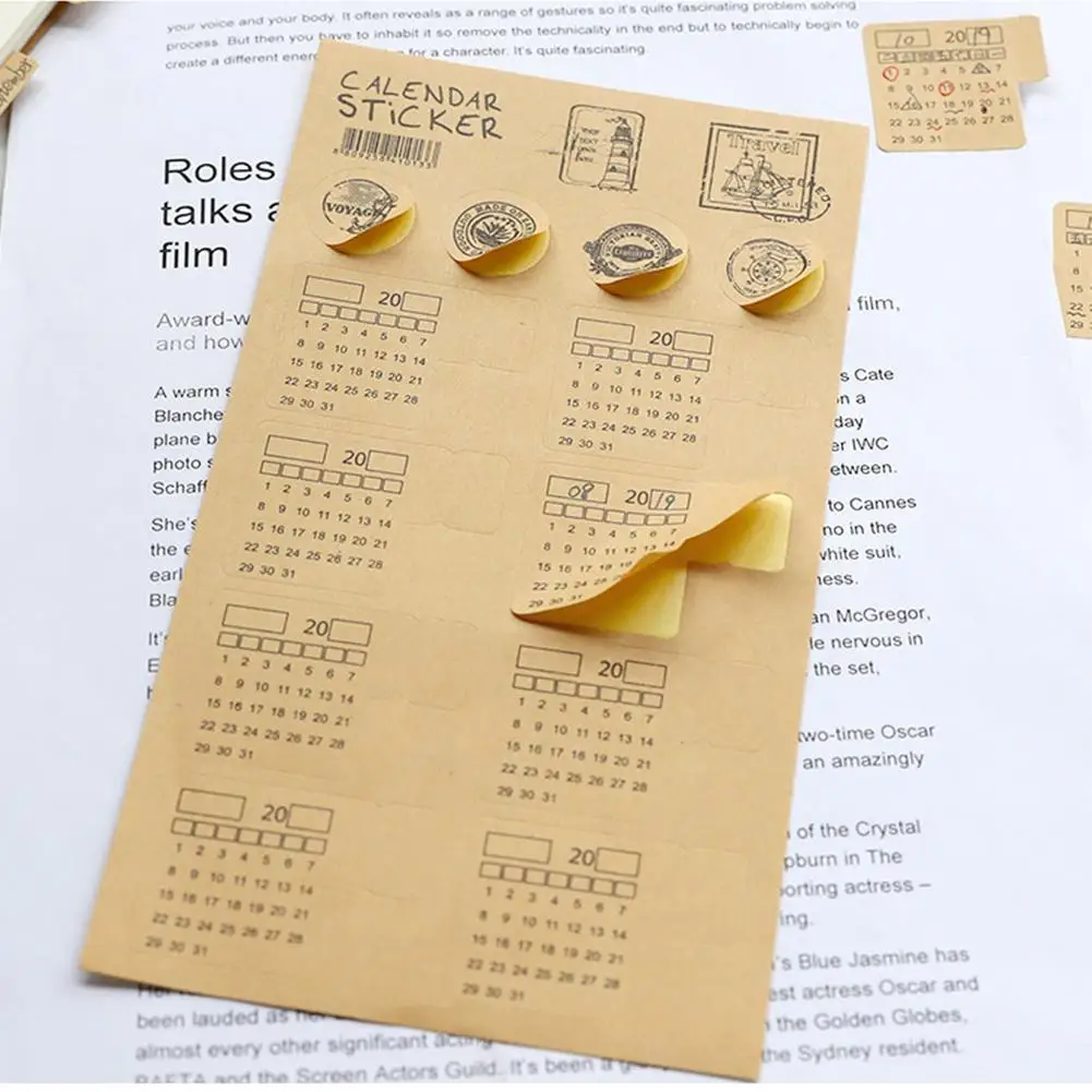 

2 листа самоклеящиеся вкладки, коричневая крафт-бумага, товары для рукописного письма, календарные наклейки, офисные наклейки, индекс, липки...