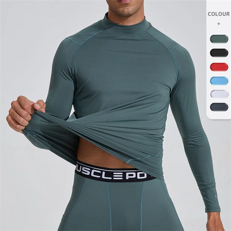

Ｍen Compression Tight T Shirts Running Training Quick Dry Long Sleeve Tops Man Fitness Bodybuilding Gym T-Shirt Sportwear Fit