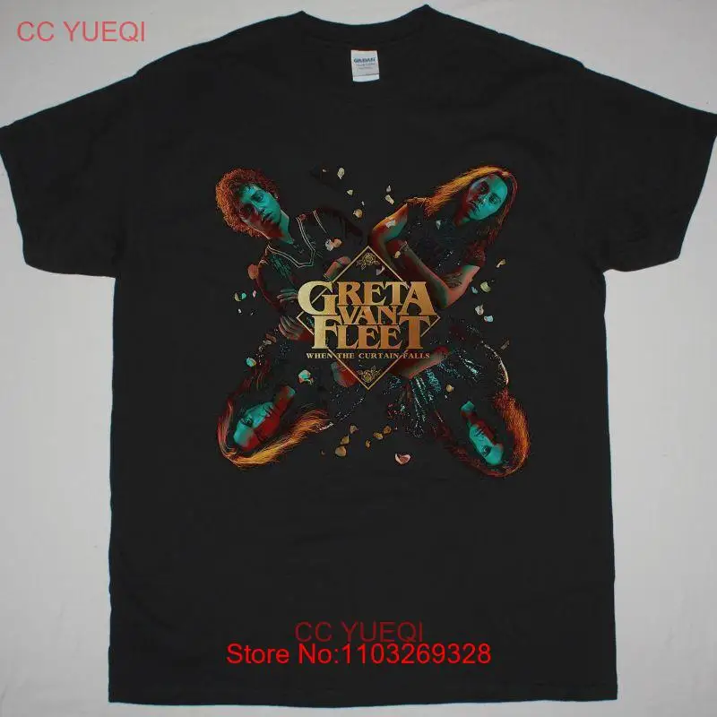 Новая Черная футболка GRETA VAN FLEET когда занавеска спадает