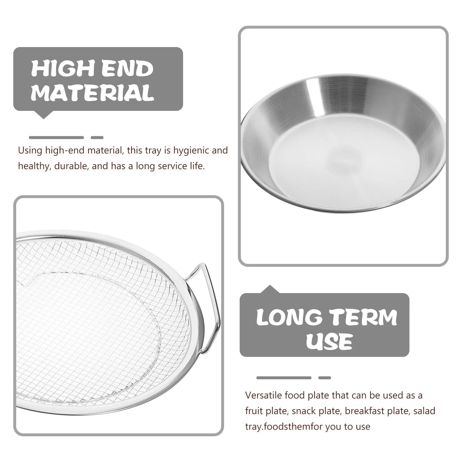 

Mesh Drain Pan Fried Food Container Stainless Steel Plate Dessert Oven Air Fryer Baking Tray Grilled Holder Frying Roasting