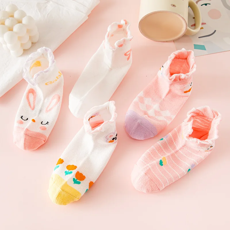 New Spring and Summer Combed Cotton Men and Women Children's Socks Big and Small Children Breathable Short Frilly Socks