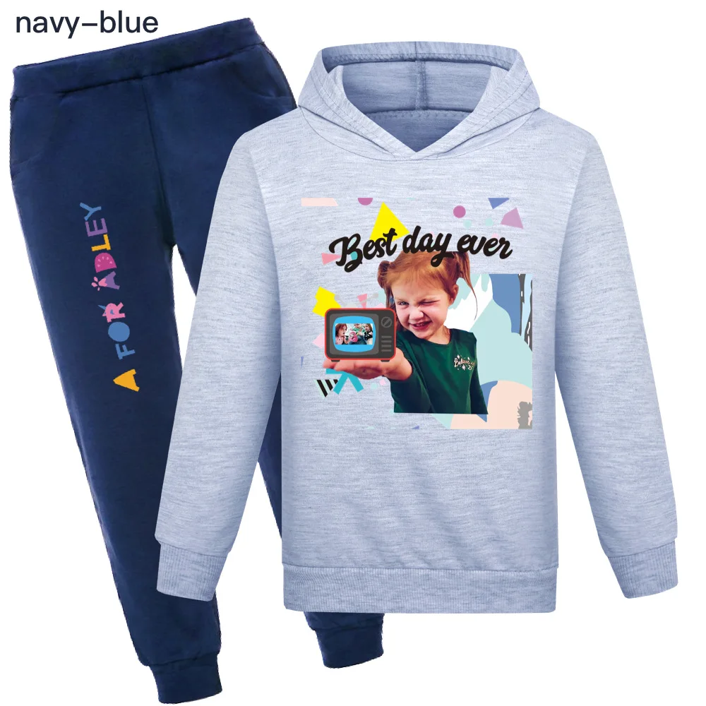 A for Adley Kids Spring Autumn Hoodie Sweater+Trousers 2pcs Suit Cartoon Clothes Baby Girls Clothing Sets Boys Sportsuits 2-16Y