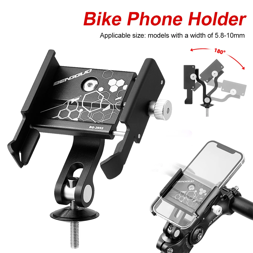 

Bike Phone Holder Adjustable Aluminum Alloy Front Fork Phone Mount Anti Shake Bike Navigation Bracket for 3.5-7.2in Phones