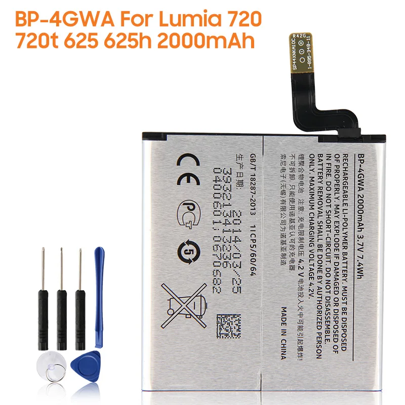 yelping BP-4GWA Phone Battery For NOKIA Lumia 720 720t 625 625h 2000mAh Original Replacement Battery