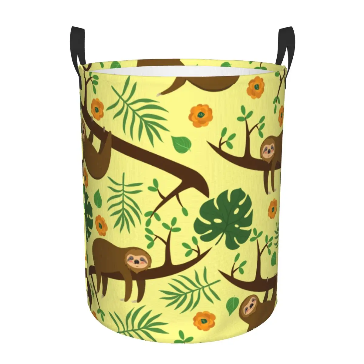 

Folding Laundry Basket Cartoon Sloth On Branch Dirty Clothes Toys Storage Bucket Wardrobe Clothing Organizer Hamper