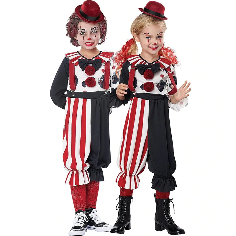 

2023 Halloween New Children's Clown Performance Costume Play Funny Recall Festival Atmosphere Stage Clothing Set