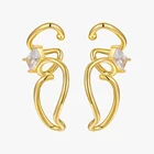 Женские серьги-каффы с цирконом, золотистого цвета