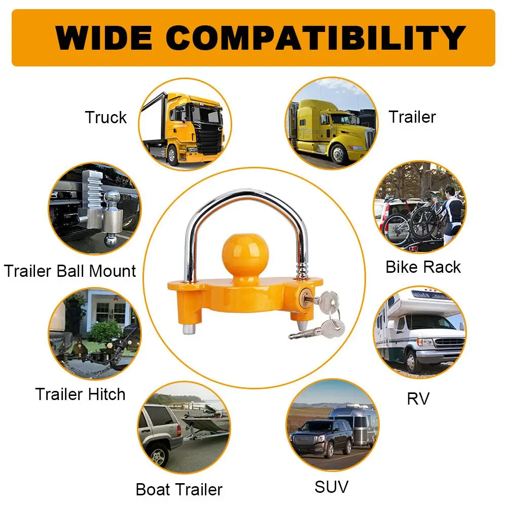 

Traffic Equipment Trailer Ball Coupler Car Heavy-Duty Hook Lock Flower Basket Lock Trailer Lock Trailer Accessories