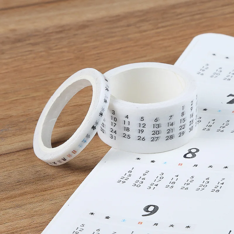 

2Pcs/pack Calendar Serie Decoration Tape Practical Date Month Week Washi Masking Tape Scrapbooking Stationary School Supplie
