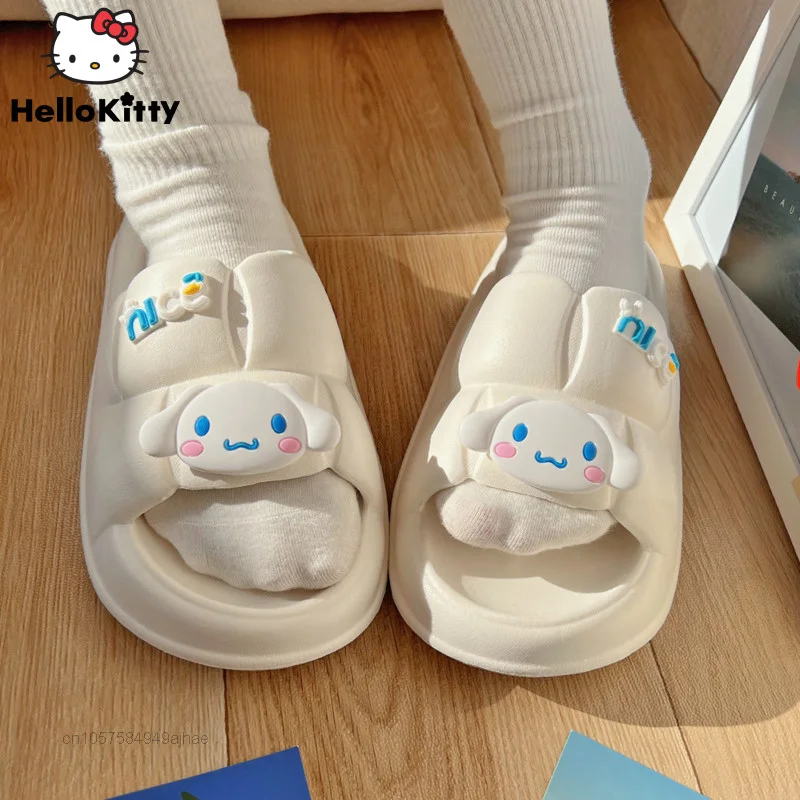 

Sanrio Cinnamoroll 2022 New Shoes Flat Heel Thick Soft Bottom Slippers Women Home Wear Outdoor Casual Sandals Y2k Korean Slipper