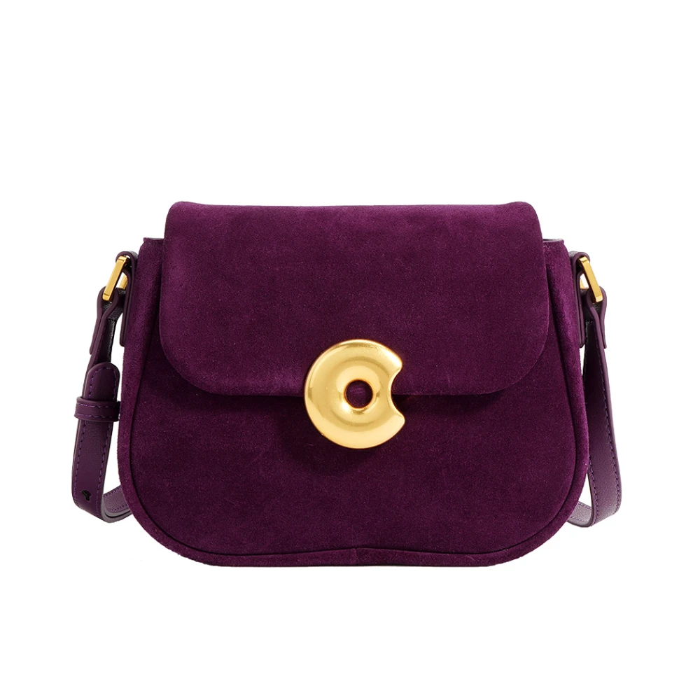 

Short Plush Saddle Women's Bags Retro Design Handbags Cowhide Leather Shoulder Crossbody Bag Lipstick Small Bag 2023 Winter New