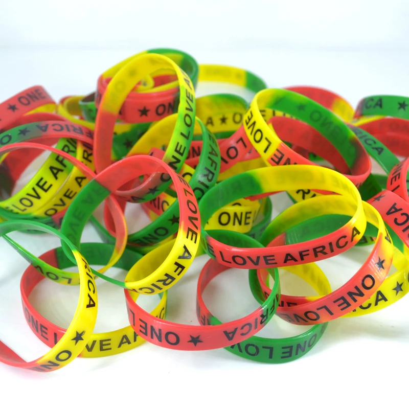 6x один LOVE Африка красный желтый зеленый силиконовый браслет Jamaica Rasta Reggae Punk Hiphop