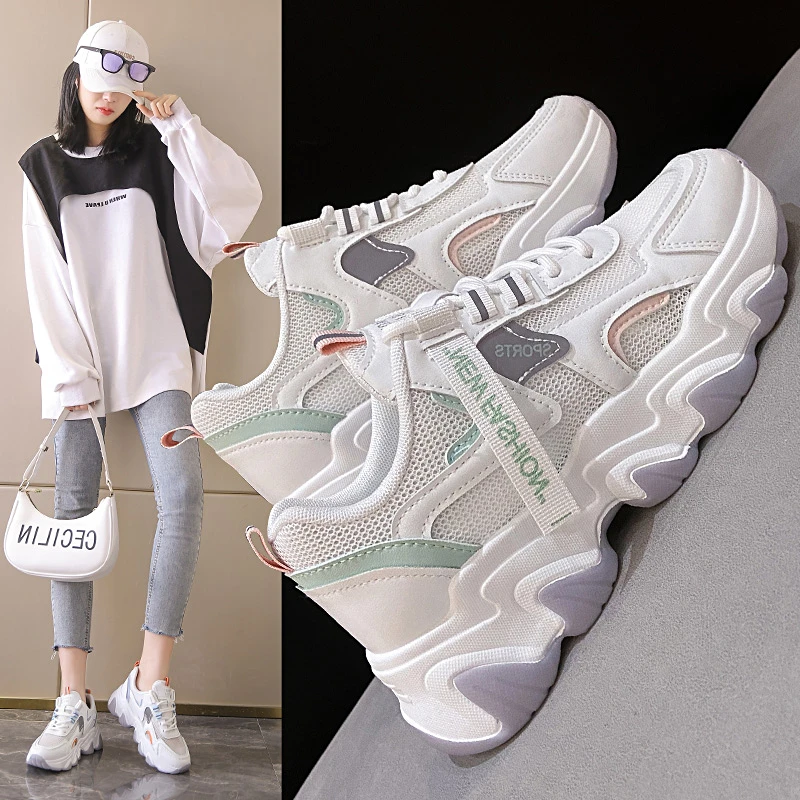 Women Platform Shoes Fashion Sneakers Woman Casual High Qualtiy PU Ladies White Increased Female Trainers Promotion |