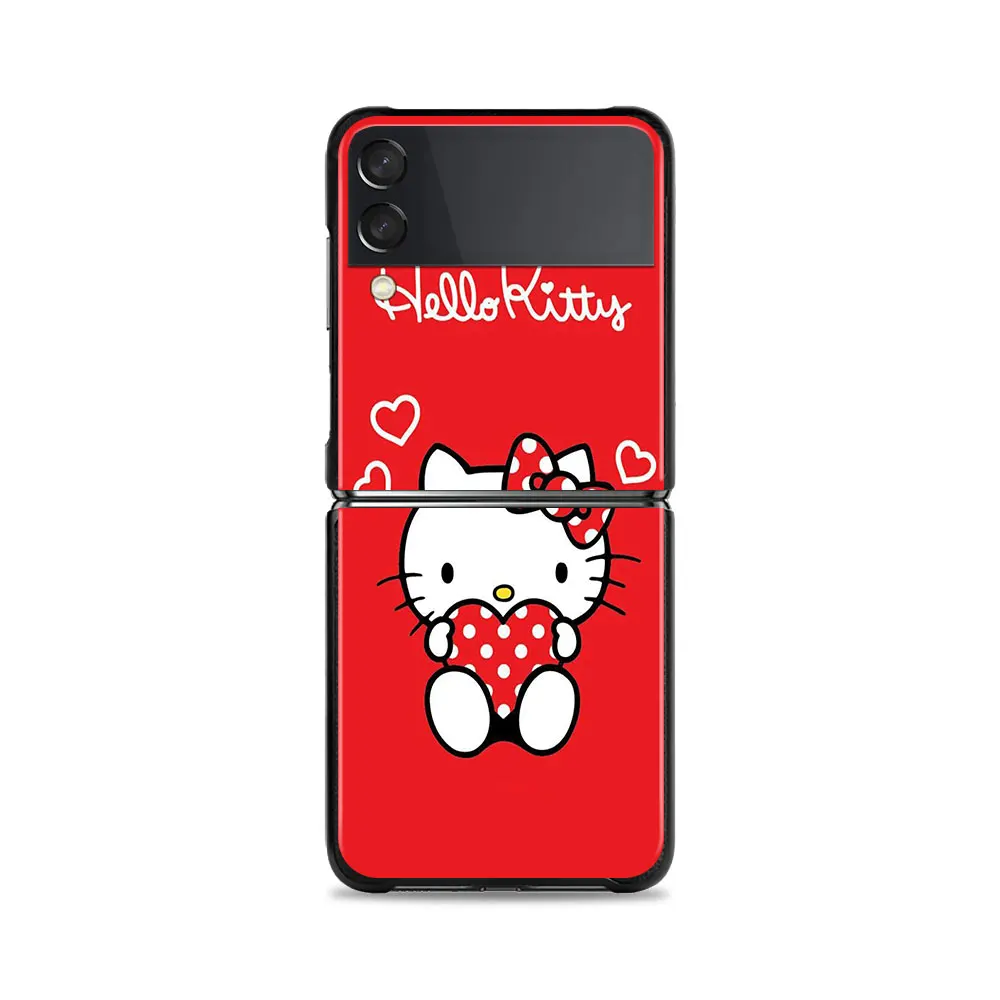 Розовый чехол для телефона с мультяшным рисунком Hello Kitty Samsung Z Flip3 флип-чехол