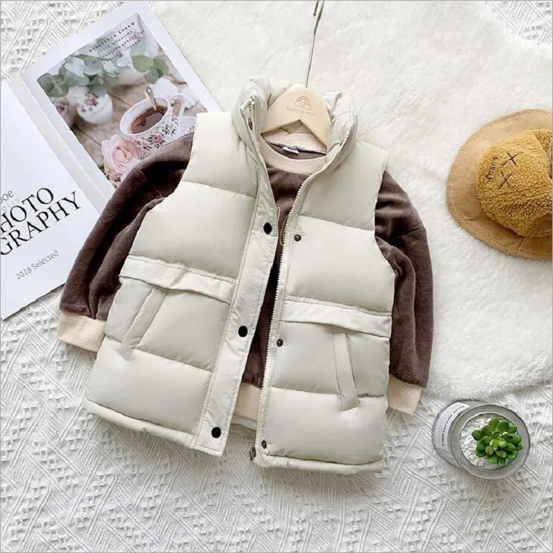 Осенне-зимняя куртка без рукавов для детей одежда утепленный пуховой жилет с