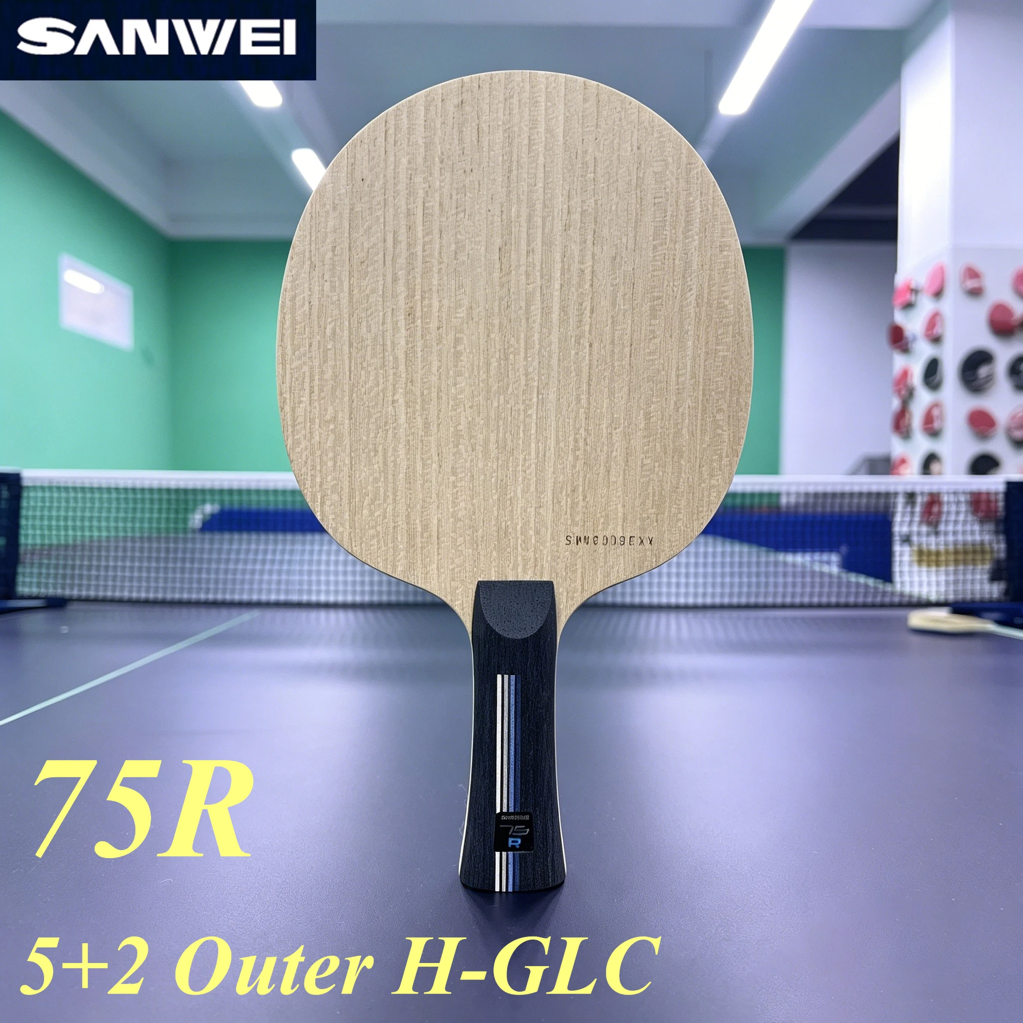 Фото Настольный теннисный ракетка SANWEI 75R 5+2 Outer H-GLC с пластиковым волокном Formosa, профессиональная, для топспинов и быстрой атаки №1