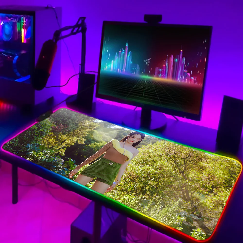 1 шт. Minji Hot Kpop N-NewJeans XXL RGB игровые коврики для мыши HD черная искусственная кожа