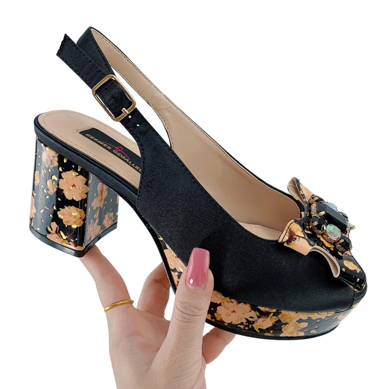 2023 Fashion Style Women's Shoes Nigerian Shoes Butterfly Gem Decoration High Heels Party Wedding Women's Shoes Blue 37-42