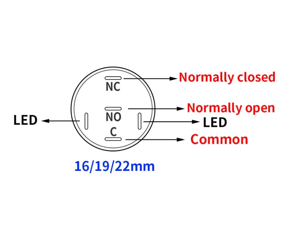 Black Latching Push Button Switch 161922mm with Led Light Waterproof Illuminated  ON OFF Metal Momentary 5V 12V 220V Red Blue (art.: 3920ca889ab46) - 3920ca889ab46