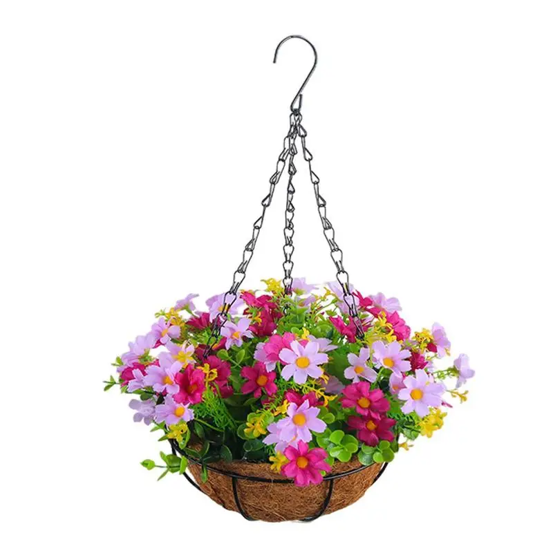 

Подвесные цветочные корзины для улицы, вешалка для растений, цветочный горшок, искусственные подвешиваемые цветы, корзина для внутреннего и наружного декора сада
