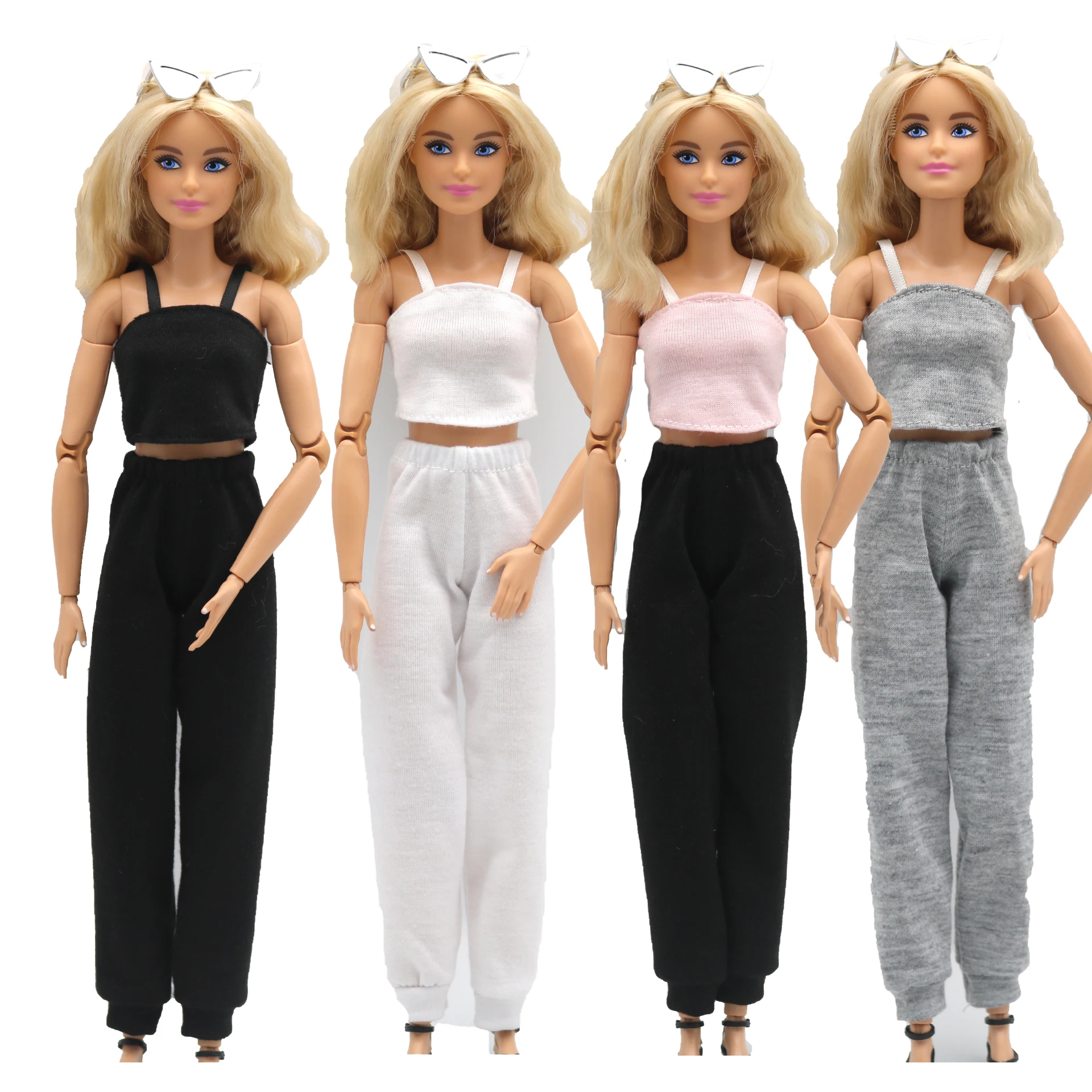 

New 30cm 1/6 Doll suspenders top and Sweatpants set Daily Wear Accessories Clothes for Barbies doll