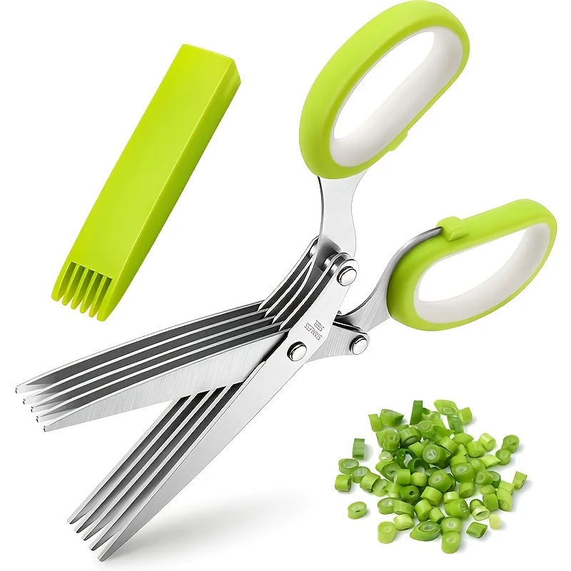 

5 Blade Shears Stainless Steel Multi-layer Cut Paper Green Onion Cut Herb Herb Vegetable Shredding Scissors Home Gadgets