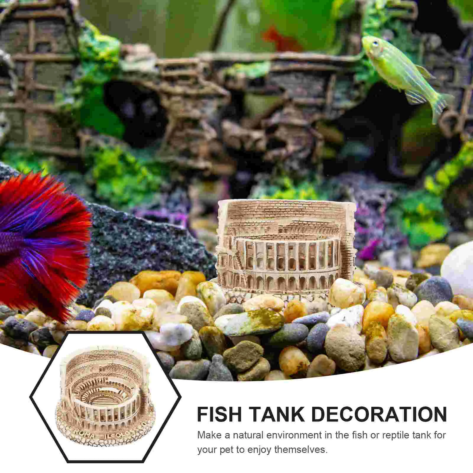 Римские украшения большой аквариум гравий рок маленький Колизей ремесло