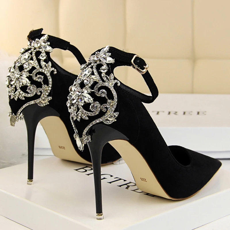 

Женские замшевые туфли стразы, элегантные туфли-лодочки на шпильках, дизайнерская Свадебная обувь