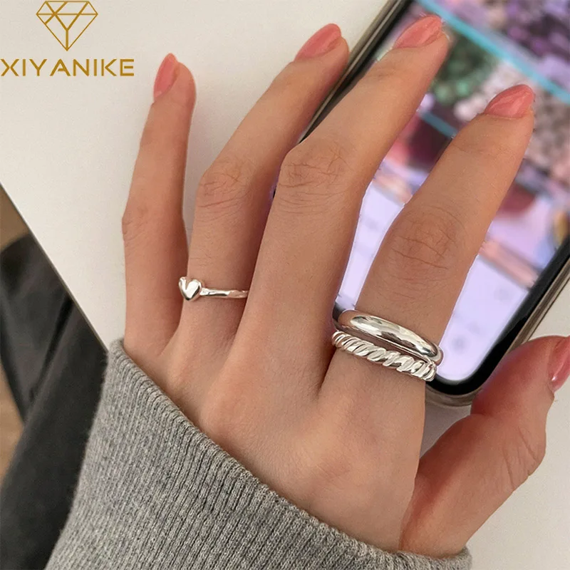 

DAYIN Minimalist Double Layer Cuff Finger Rings For Women Girl Luxury Fashion Jewelry Girlfriends Gift Party anillos mujer