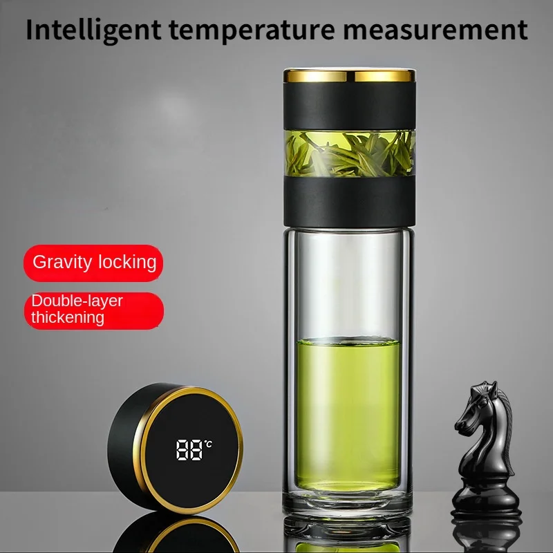 

Высококлассный двухслойный стеклянный керамический термос, чашка из нержавеющей стали для разделения чая, умный светодиодный цифровой дис...