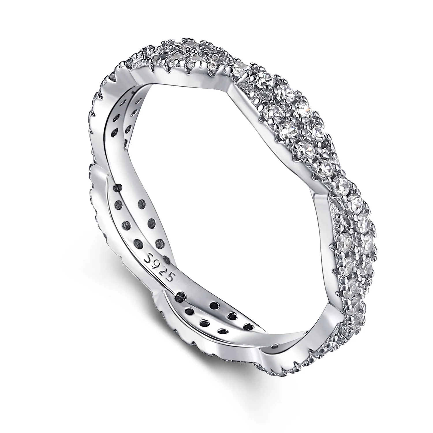 925 Sterling Silver Sparkling Sona Diamond Moon Stars Finger Rings for Women Couples Trendy Elegant Wedding Bride Jewelry Gift