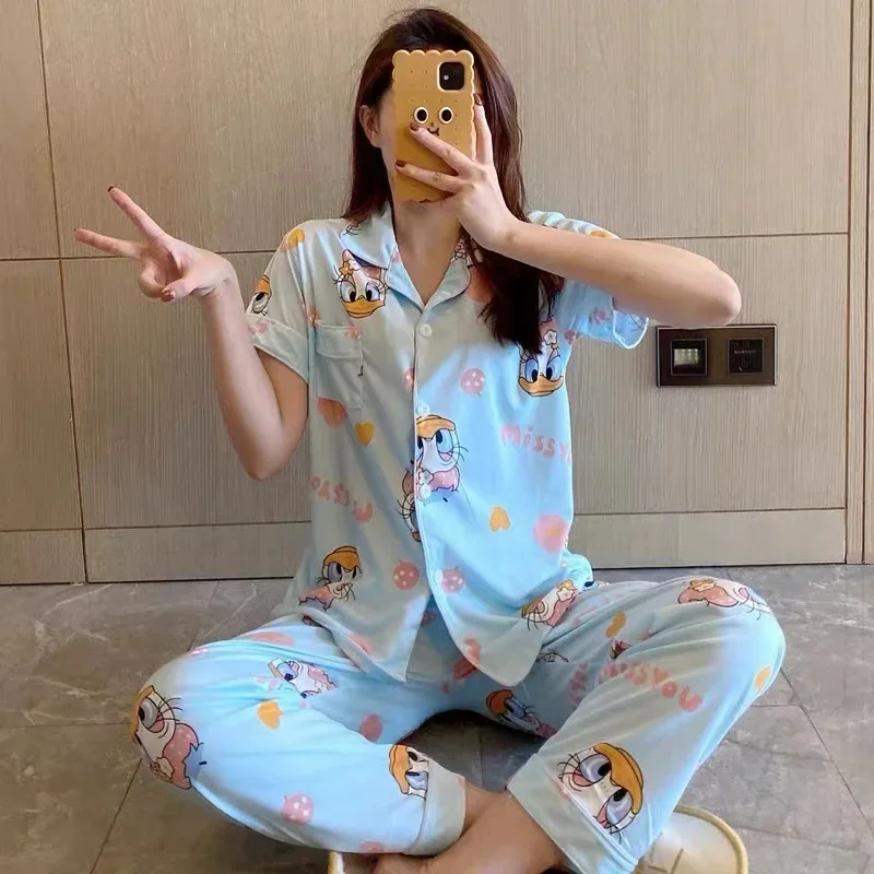 Осенняя Новинка хлопковые брюки с коротким рукавом и Микки Маусом Disney комплект