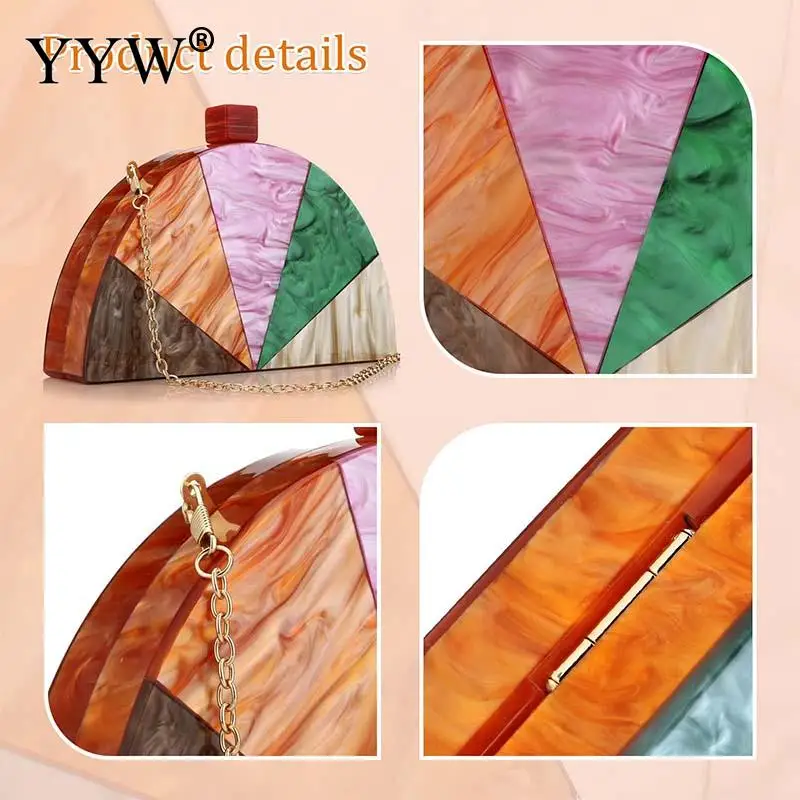 Модная женская полукруглая вечерняя сумочка многоцветная акриловая сумка через