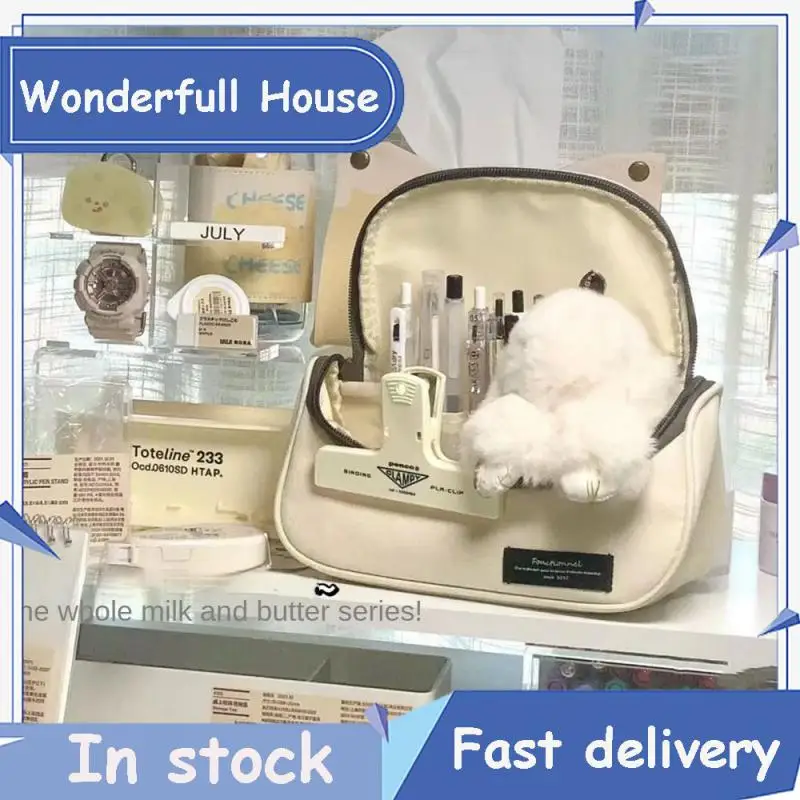 

Durable Storage Basket Pillow Style Storage Bag For Junior And High School Students Moisture-proof Makeup Bag Multi Functional