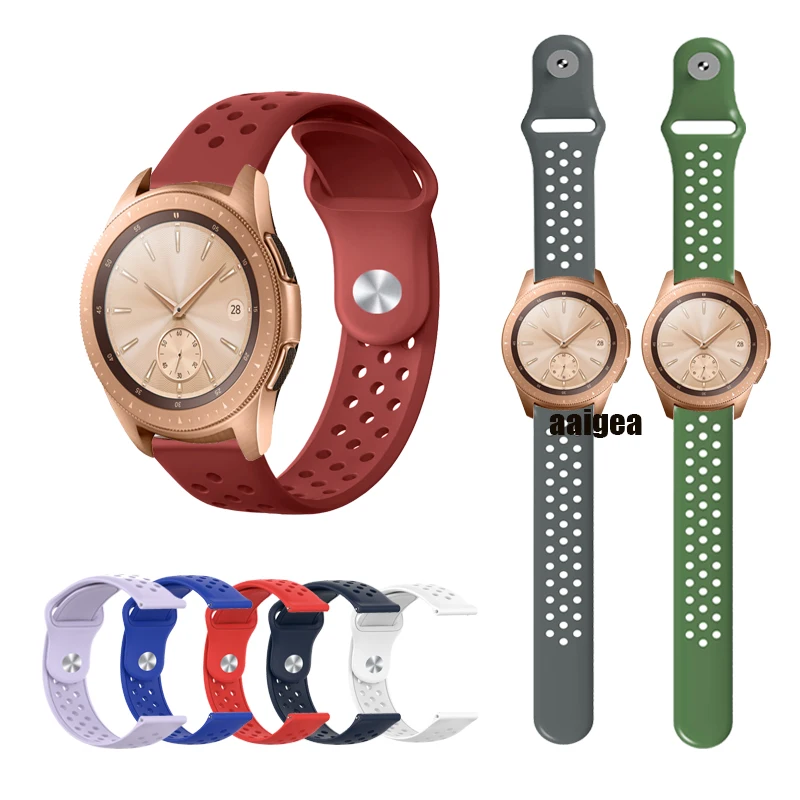 

20mm Watchband For Samsung Galaxy Watch 42mm / Watch3 41mm / Active2 ./ Watch4 Soft Silicone Breathable Sports Strap