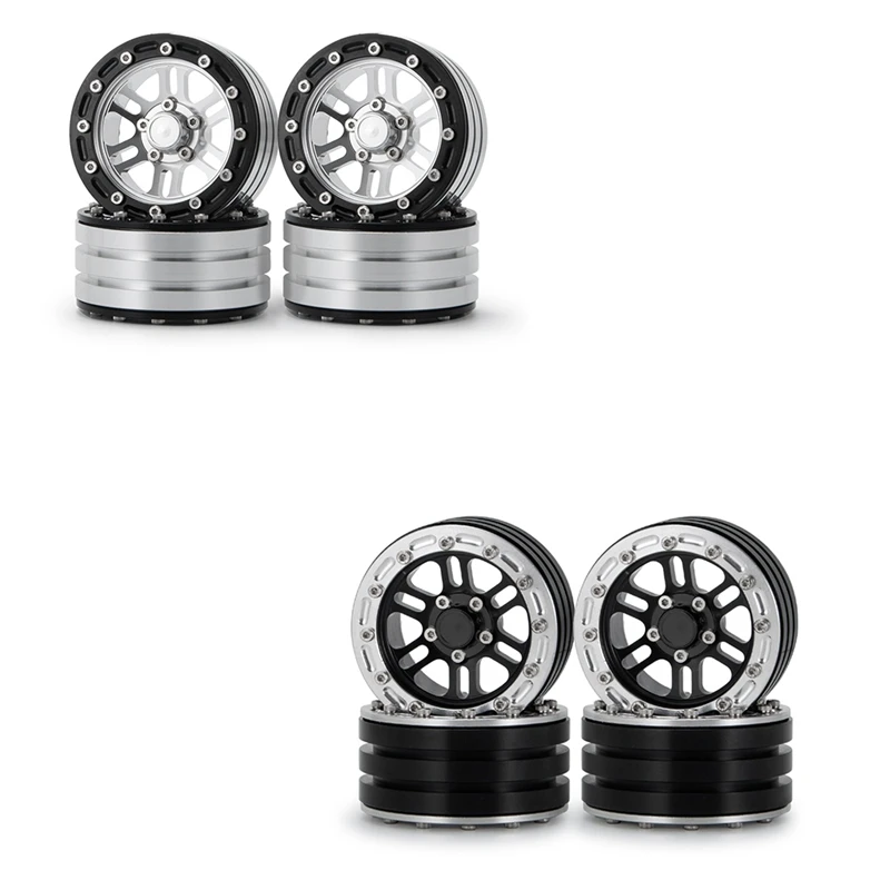 

4Pcs Metal 1.9 Beadlock Wheels Rims for 1/10 RC Crawler Car Axial SCX10 SCX10 II 90046 AXI03007 Traxxas TRX4 D90