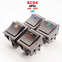 1pcs rocker switch kcd4 four pin 2 position on off mini with light cat eye 220v led rocker switch button ac30a250v drop shipping