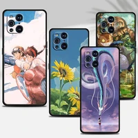 hot anime totoro for oppo gt master find x5 x3 realme 9 8 6 c3 c21y pro lite a53s a5 a9 2020 black phone case cover shell coque