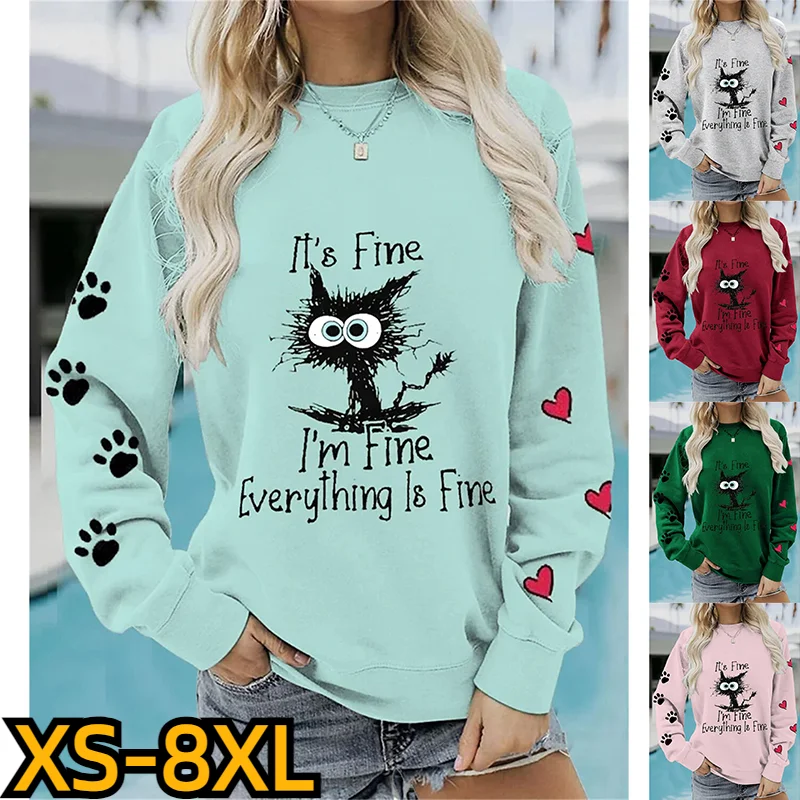 

2022 Summer Casual Sports 3D Print Long Sleeve Loose Streetwear Women's Vintage Sweatshirt Abstract Graphic Print Pullover