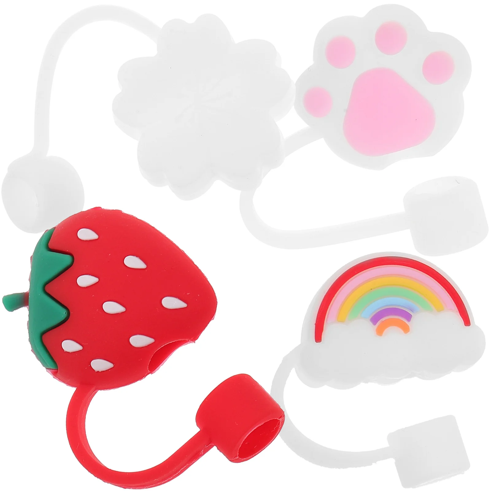 

Straw Tips Cover Drinking Cap Silicone Reusable Covers Cute Plugs Plug Caps Protector Straws Strawberry Toppers Proof