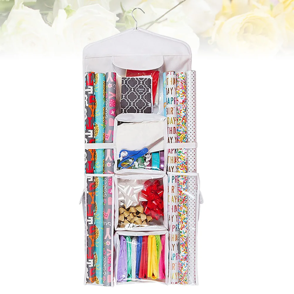 Gift Storage Organizer Wrap Christmas Container Hangingwrapping Paper Jewelry Sundries Wall Ribbonbows Holiday Holder 