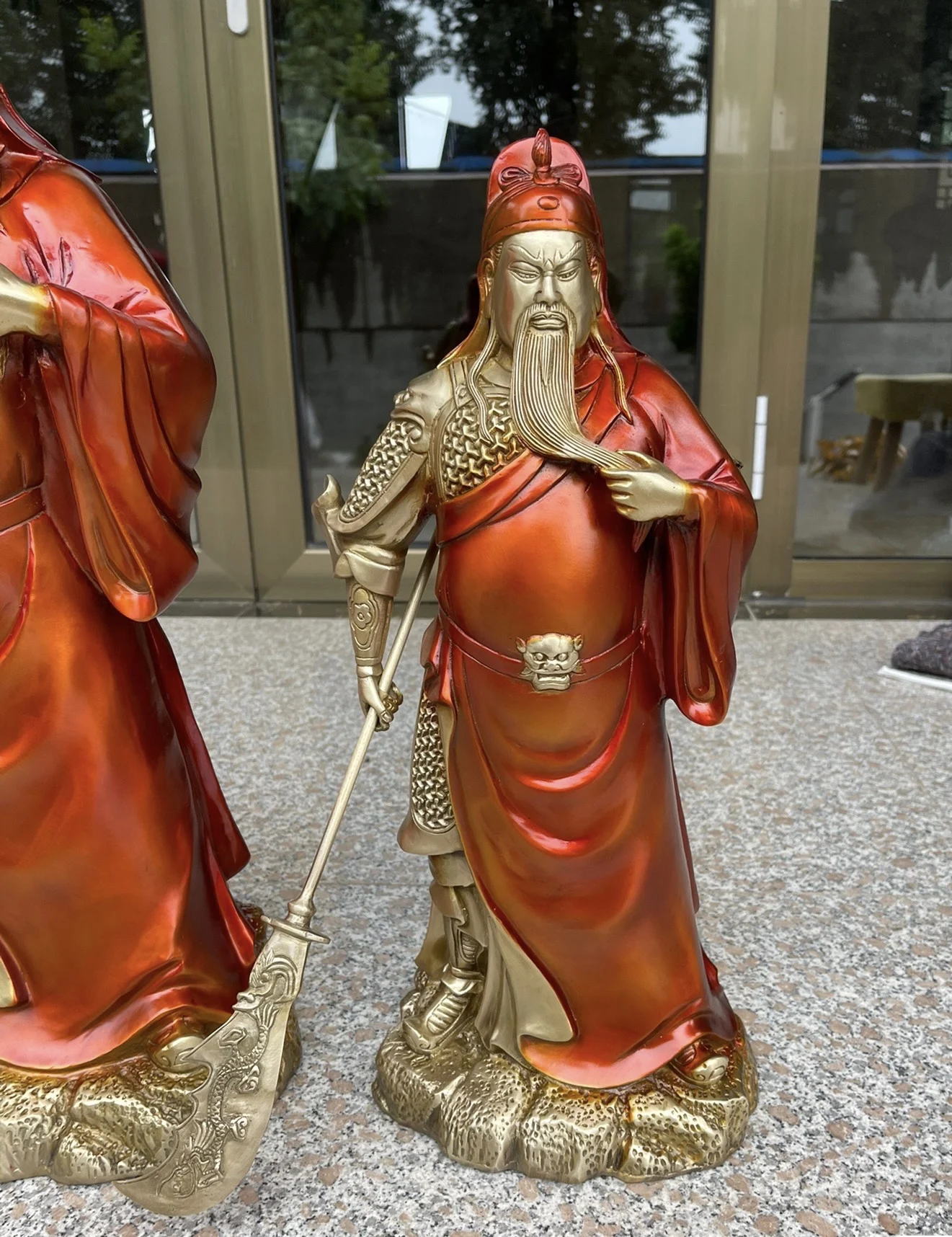 

39CM large 2023 HOME Company TOP decoration Recruit money wealth Dispel bad luck COPPER GUAN GONG God of fortune statue