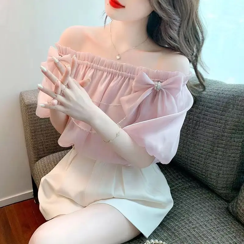 2023 модная и изысканная французская блестящая пряжа Милая женская рубашка с