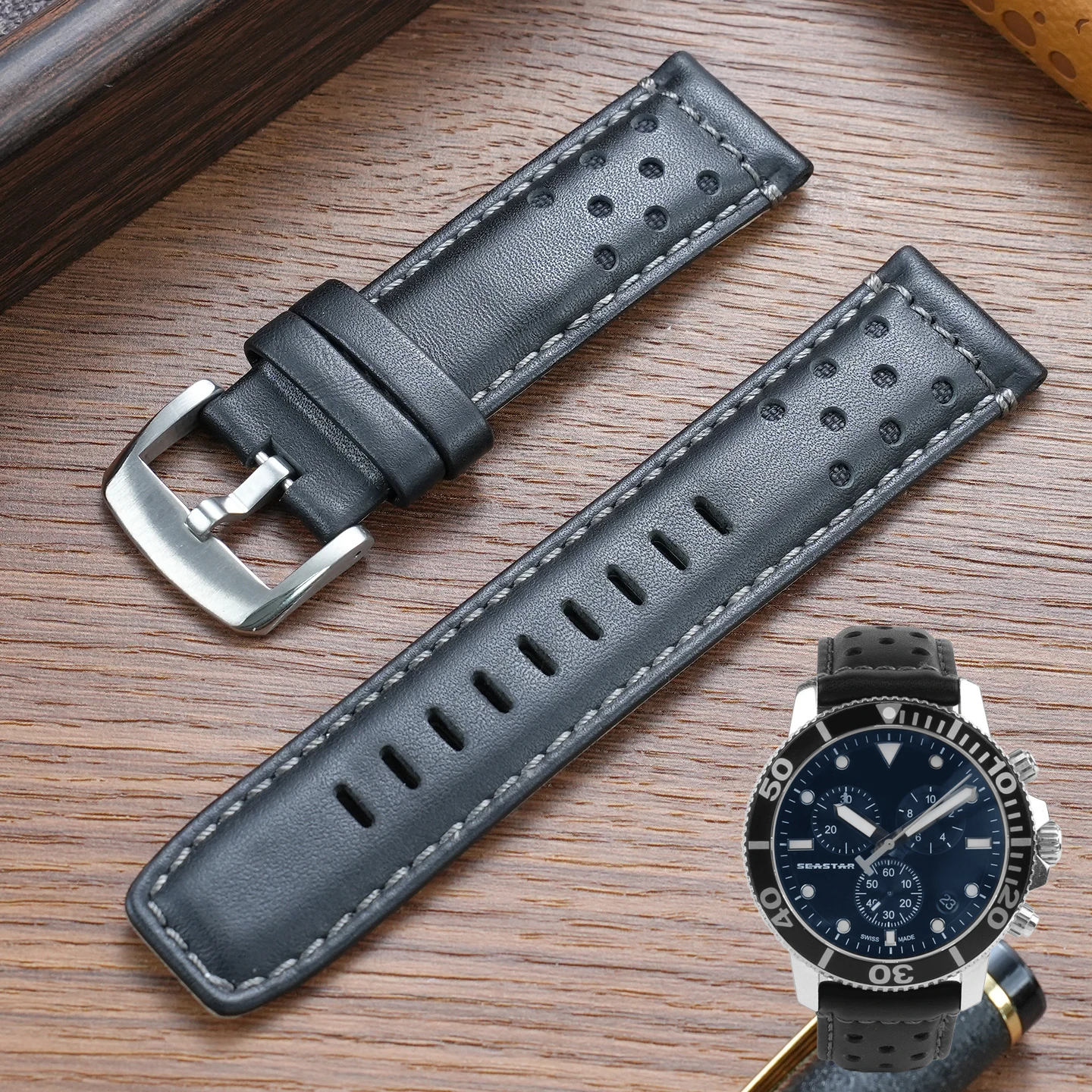 Фото Для Citizen Eco-Drive, Breitling, Tissot 1853 T120.417A и других моделей: ремешки из натуральной кожи и браслеты из телячьей кожи. №2