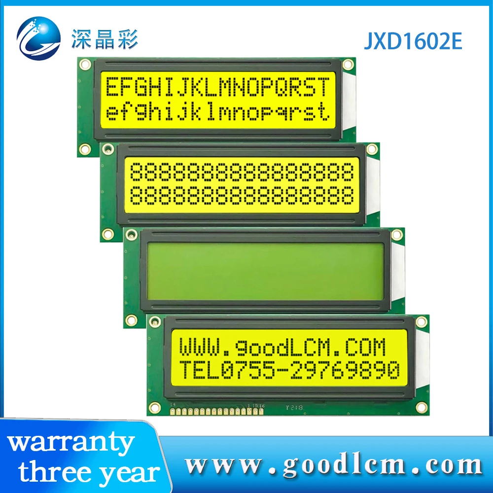 

lcd1602E display module 16x2Large Character LCD SCREEN DISPLAY 16X02 5.0V or 3.3V power supply hd44780 drive STN Yellow display