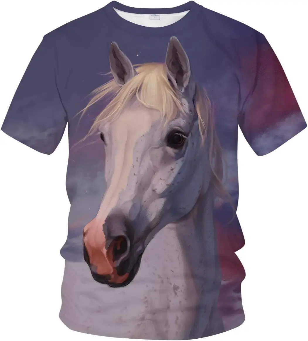 Мужские летние футболки с короткими рукавами и лошадью топы рубашка